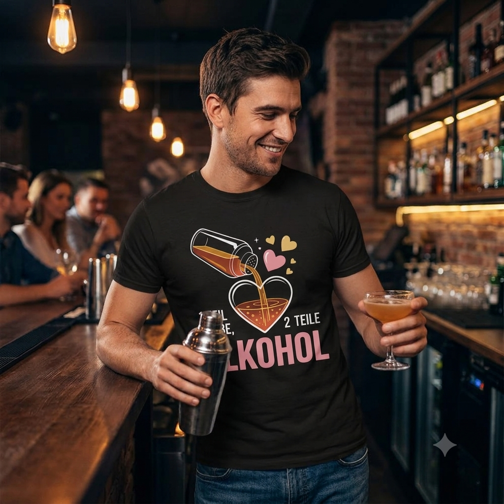 1 Teil Liebe, 2 Teile Alkohol – Premium T-Shirt für Genießer