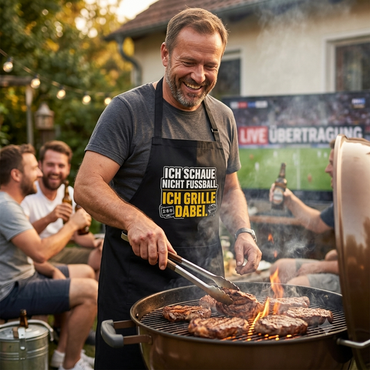 Ich schaue nicht Fußball. Ich grille dabei. – Premium Grillschürze (Lustige Kochschürze für Männer & Fans)