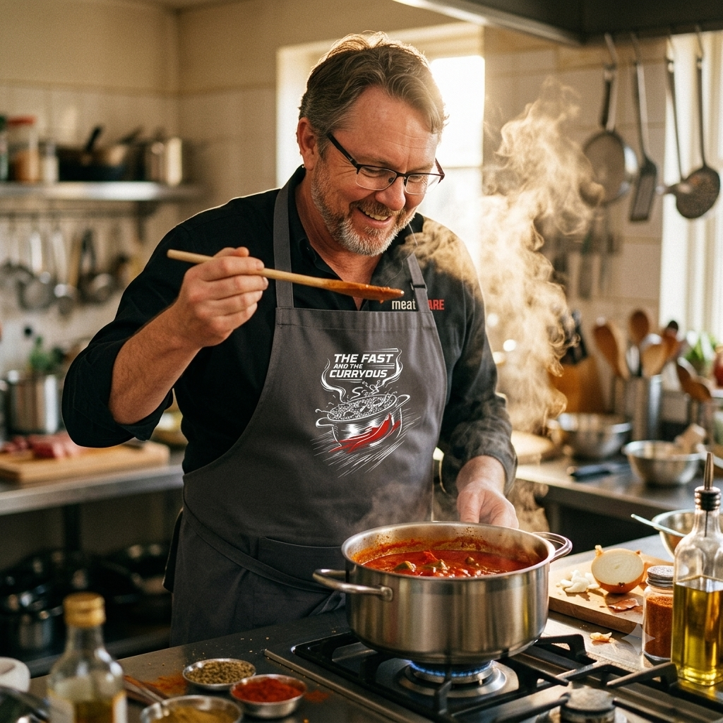 The Fast and the Curryous Koch-und Grillschürze – Meatware Detailansicht