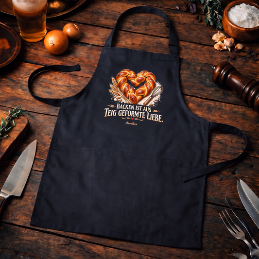 Backen ist aus Teig geformte Liebe – Backen Brot Hefezopf Backschürze