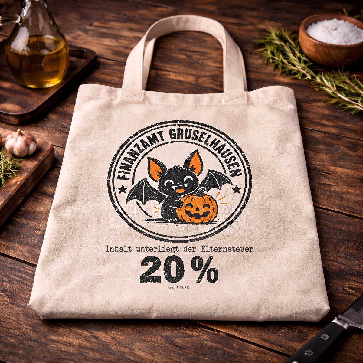 Elternsteuer 20% Finanzamt Gruselhausen | Lustige Trick or Treat Tasche