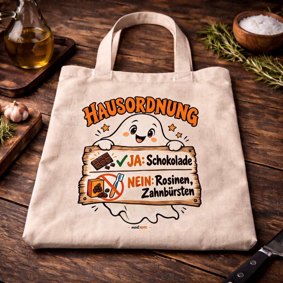 Hausordnung für Süßes | Lustige Trick or Treat Tasche