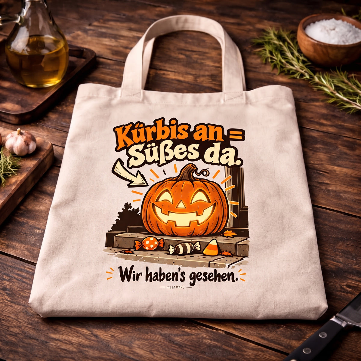 Kürbis an Süßes da - Lustige Trick or Treat Tasche
