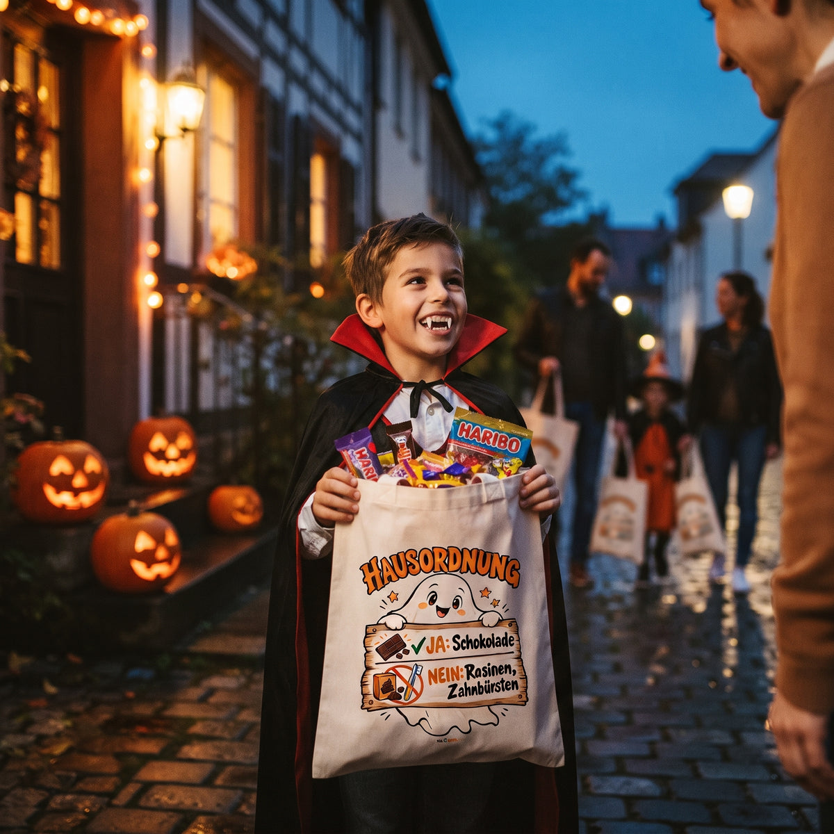 Hausordnung für Süßes | Lustige Trick or Treat Tasche