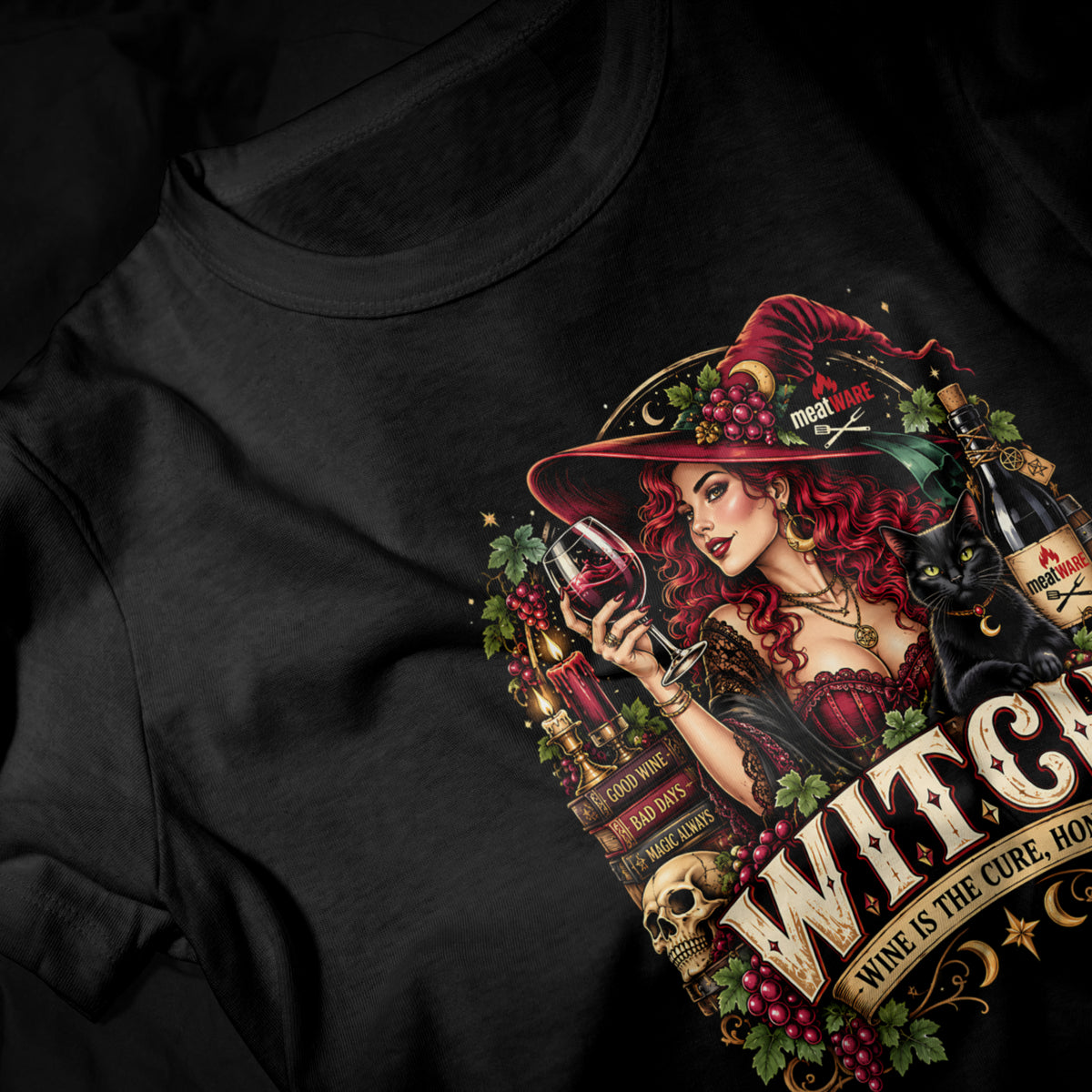 Witch Wine Is The Cure Honey – Lustiges Halloween Wein Oversized Shirt