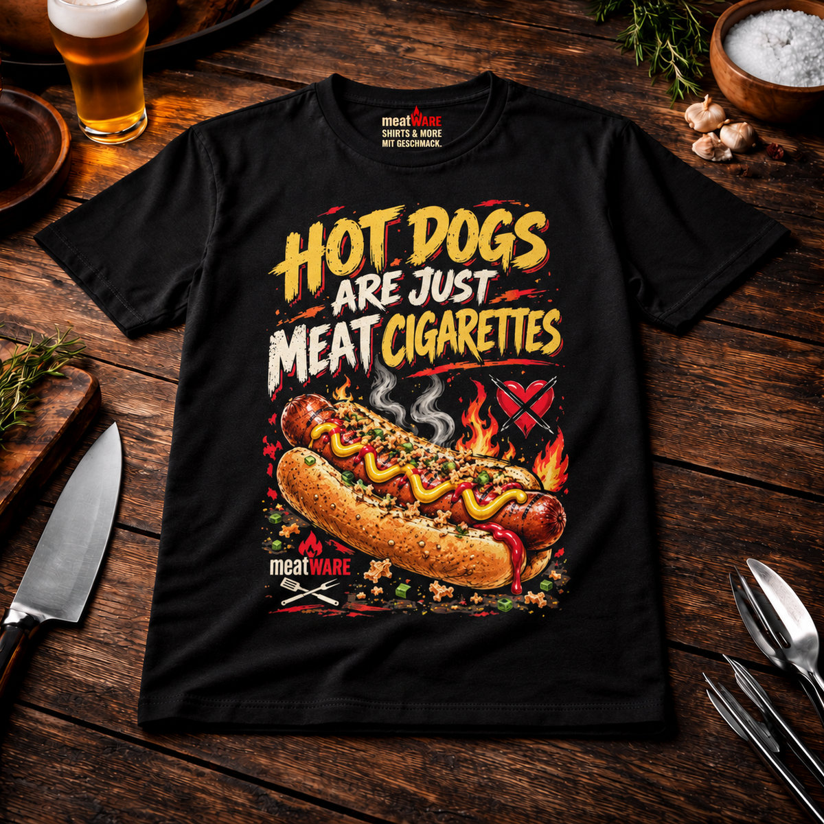 Hot Dogs Are Just Meat Cigarettes – Lustiges BBQ Fast Food T-Shirt