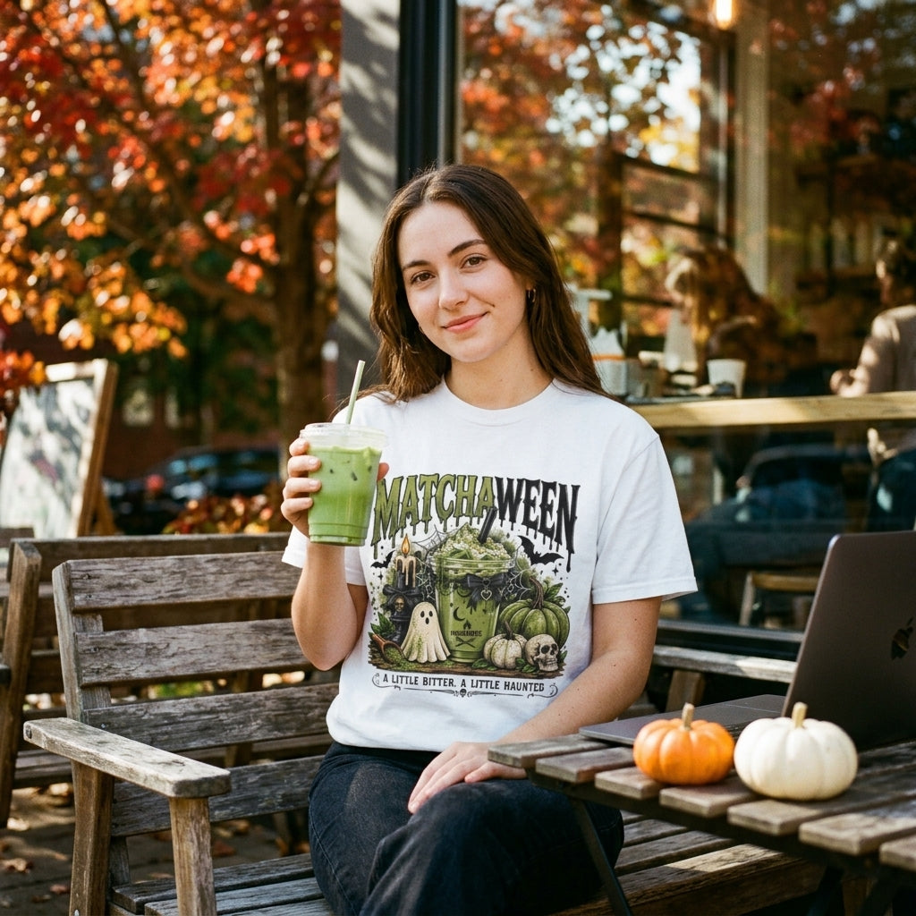 Matchaween A Little Bitter A Little Haunted – Halloween Matcha Premium T-Shirt