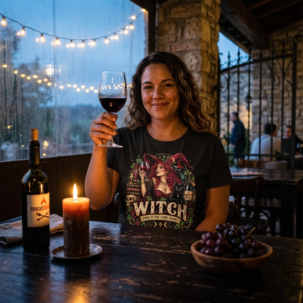 Witch Wine Is The Cure Honey – Lustiges Halloween Wein Premium T-Shirt