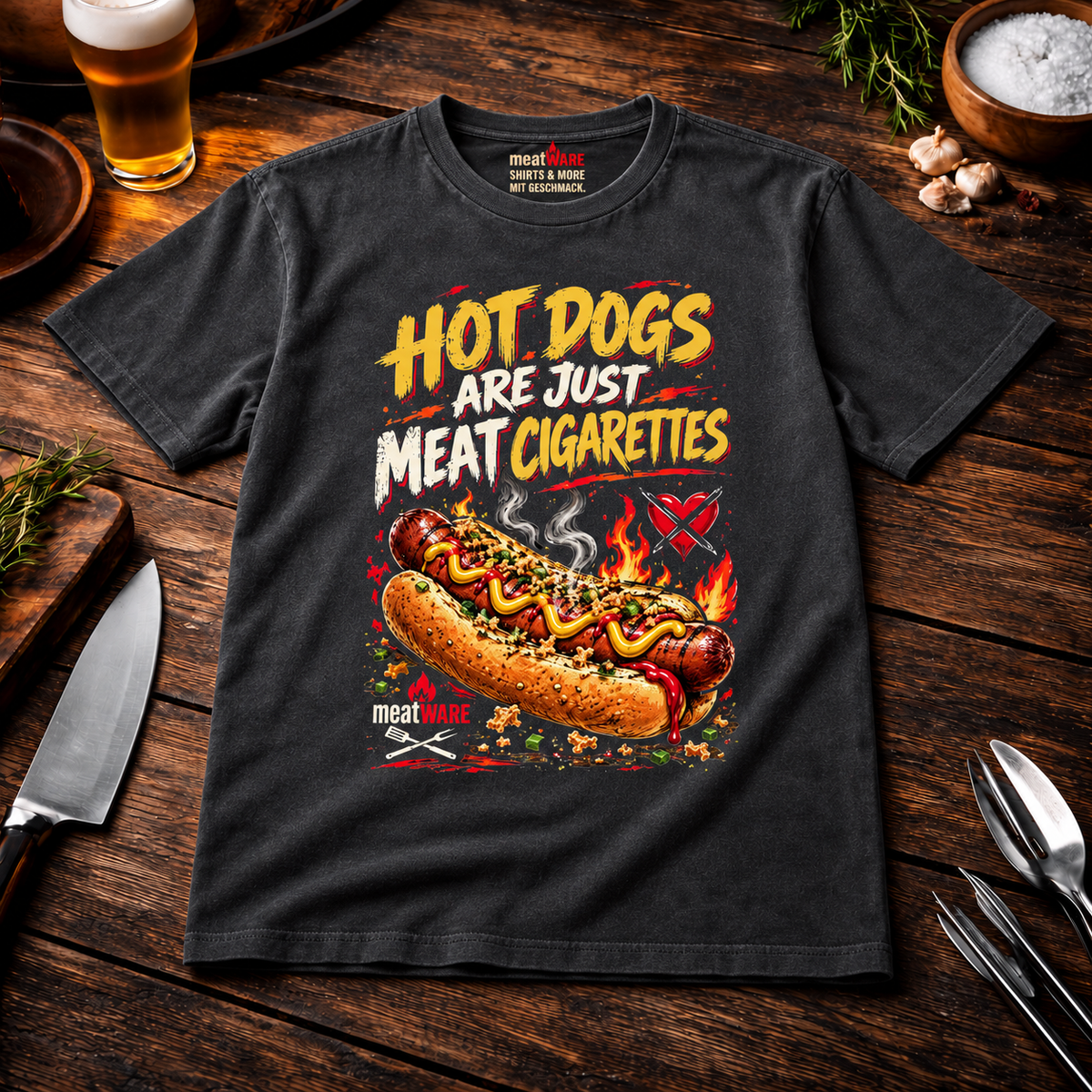 Hot Dogs Are Just Meat Cigarettes – Lustiges BBQ Fast Food Oversized Shirt