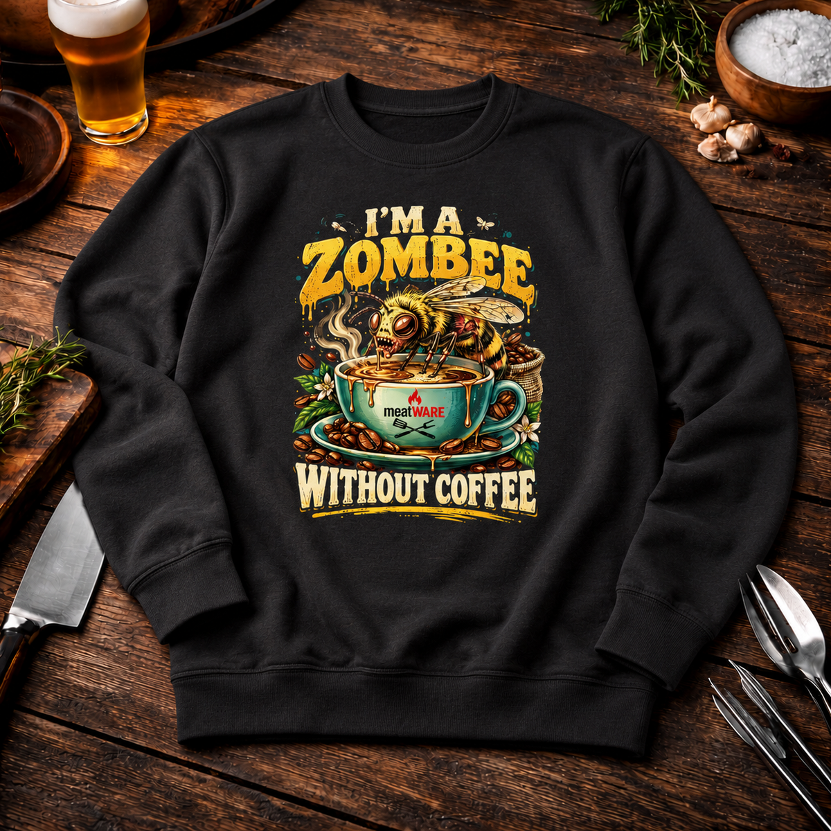 I'm A Zombee Without Coffee – Lustiges Kaffee Zombie Biene Premium Organic Sweatshirt