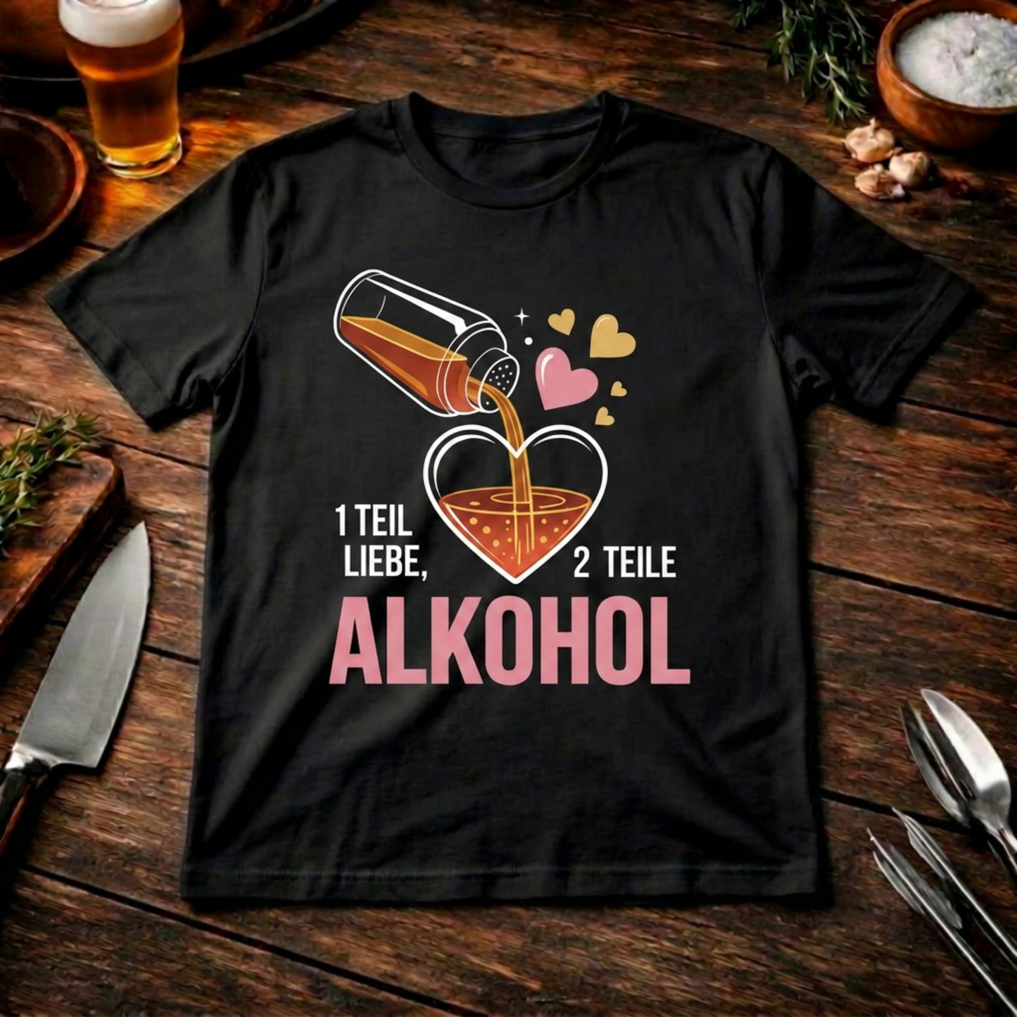 1 Teil Liebe, 2 Teile Alkohol – Premium T-Shirt für Genießer