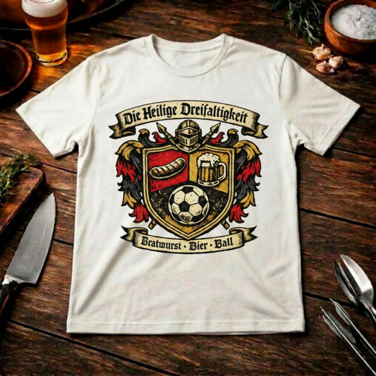 Die Heilige Dreifaltigkeit – Oversized Shirt (Bratwurst, Bier & Fußball)
