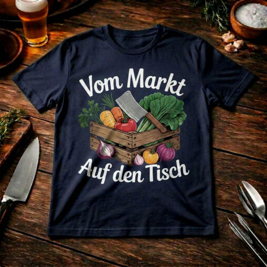Vom Markt auf den Tisch – Premium T-Shirt (Farm-to-Table Kochdesign)