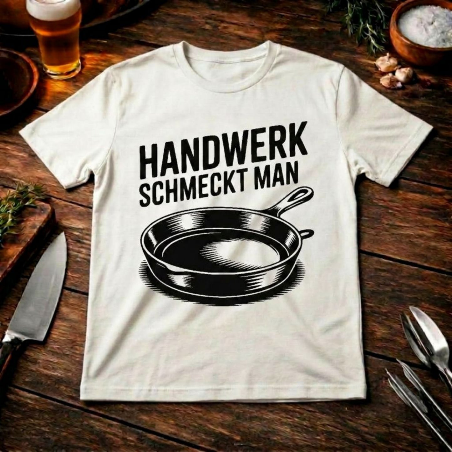 Handwerk schmeckt man – Meatware Premium Küchen-Shirt