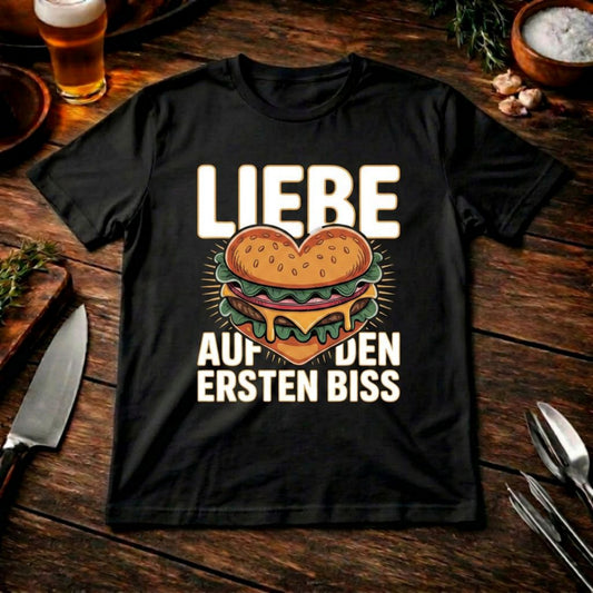 Liebe auf den ersten Biss – Premium T-Shirt (Burger-Liebe)
