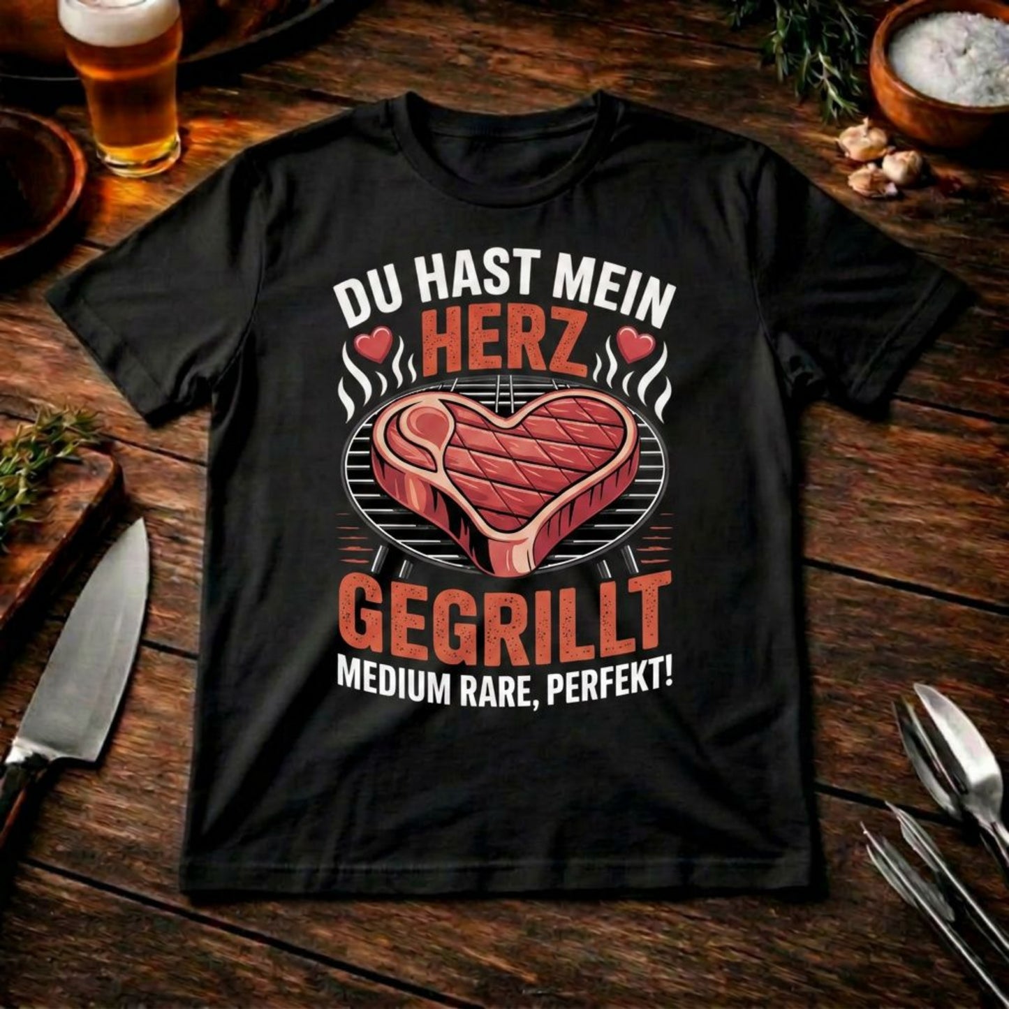 Du hast mein Herz gegrillt – Premium T-Shirt (BBQ & Romantik)