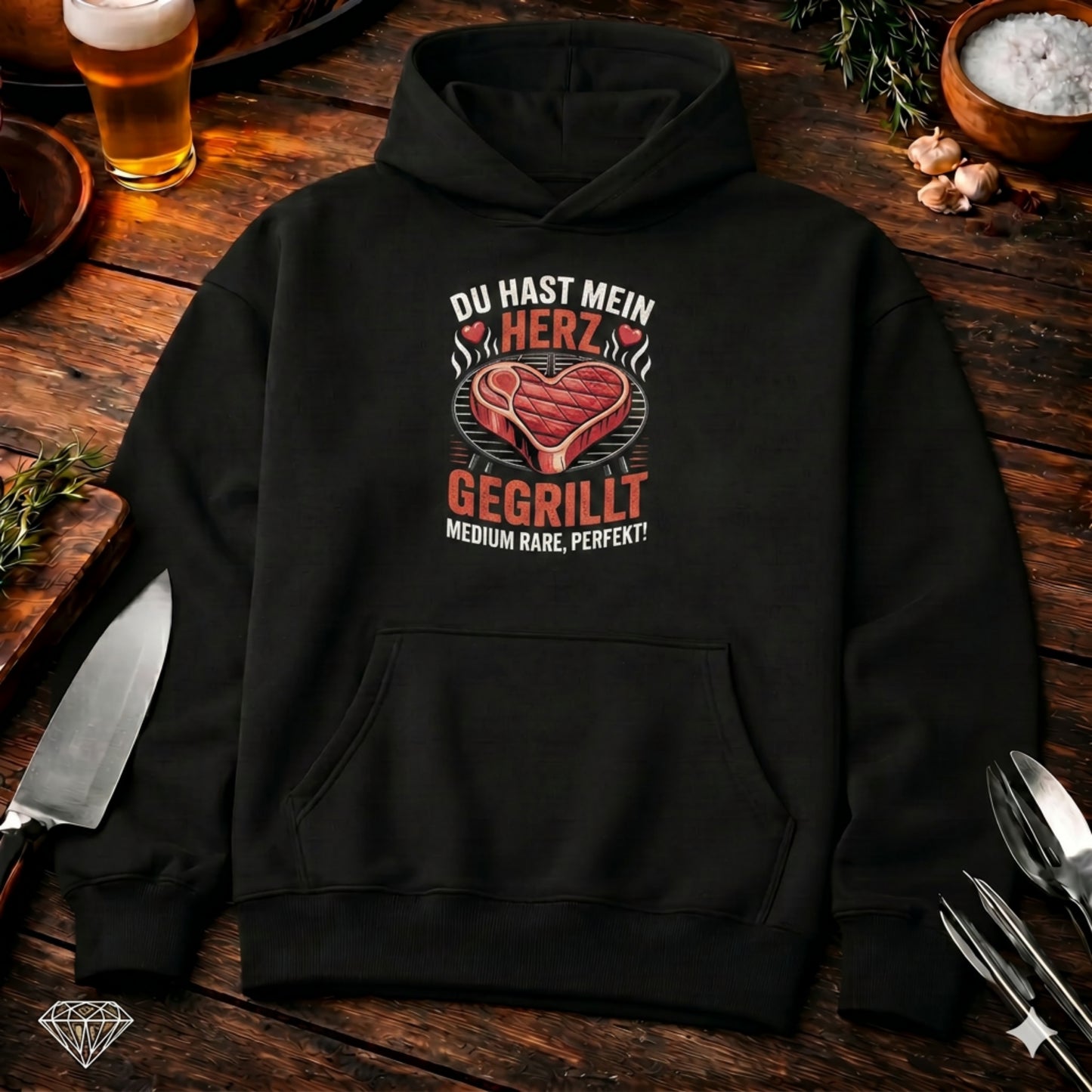 Du hast mein Herz gegrillt – Oversized Hoodie (BBQ & Romantik)