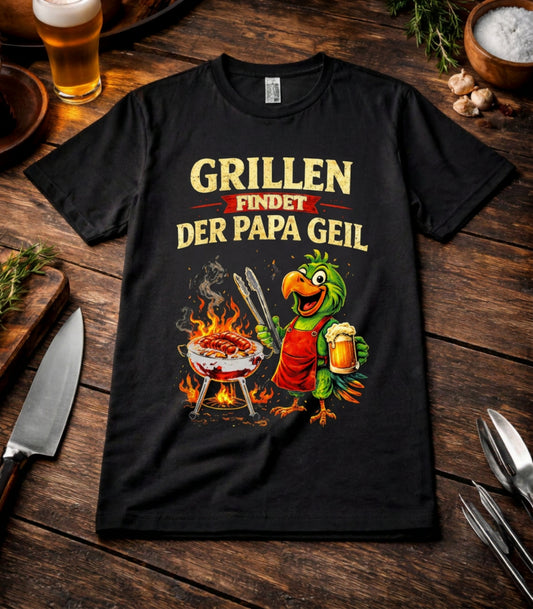 Grillen findet der Papa geil T-Shirt – Lustiger Papagei Grillmeister | Meatware®