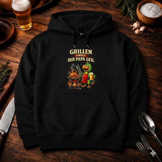 Grillen findet der Papa geil Premium Hoodie | Lustiges Papagei BBQ Motiv