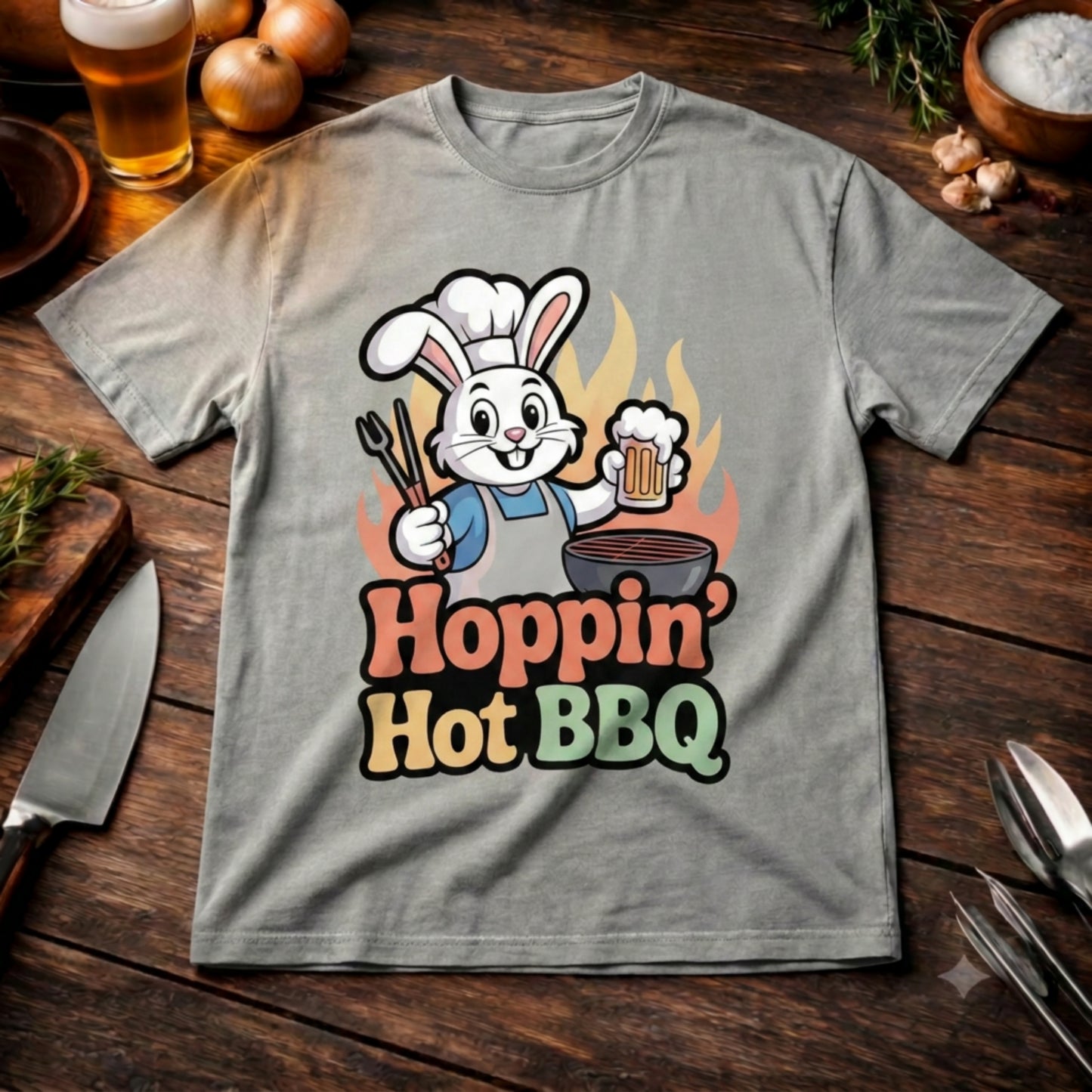 Hoppin' Hot BBQ Oversized Shirt – Heavy Cotton | Lustiges Oster Grill Design