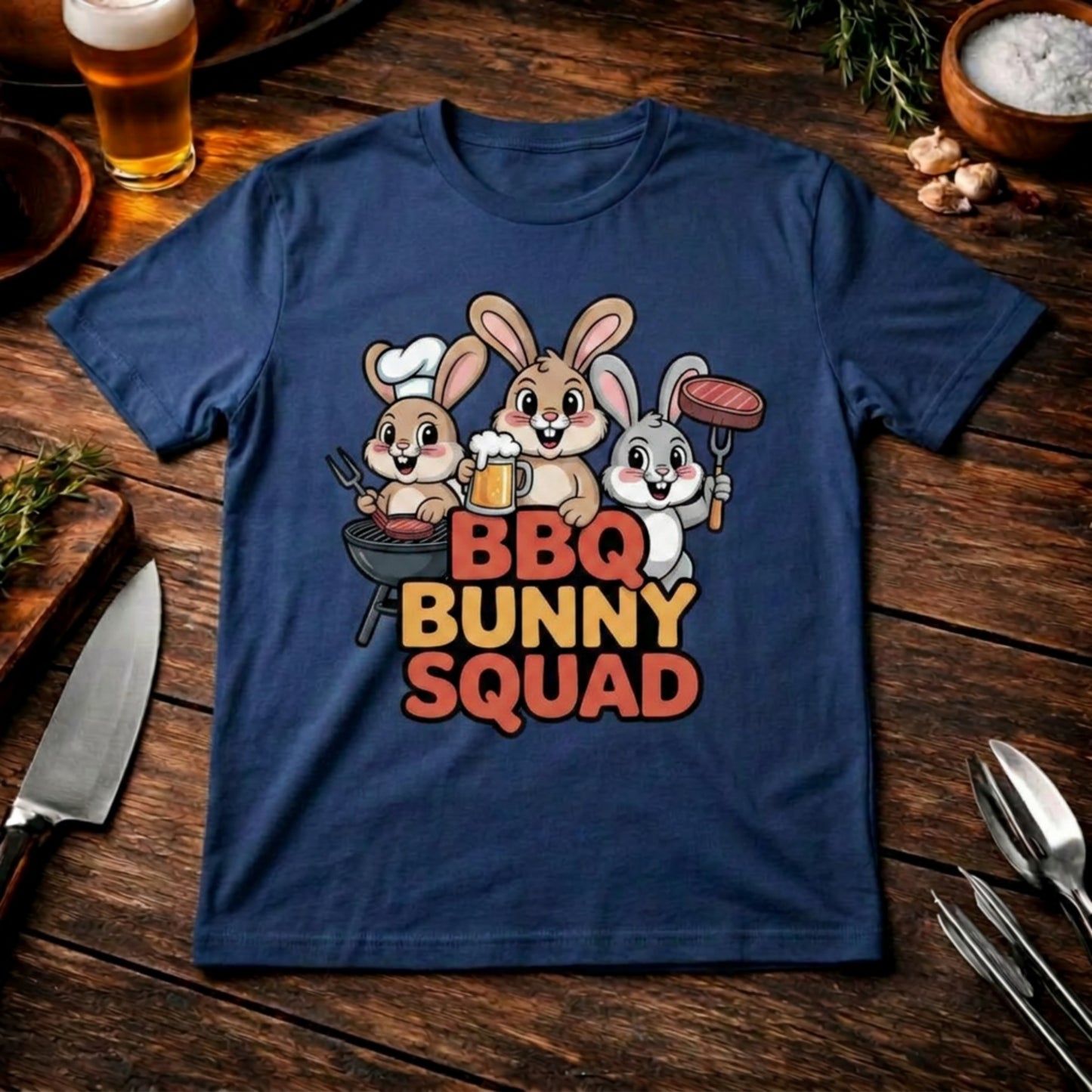 BBQ Bunny Squad T-Shirt – Lustiges Hasen Grillmeister Design | Meatware®