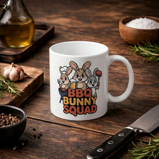 BBQ Bunny Squad Keramiktasse – Lustiger Hasen Grill-Becher | Meatware®
