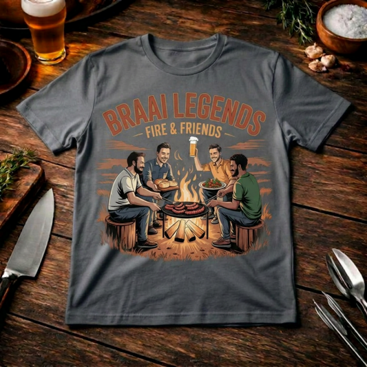Braai Legends Fire & Friends – Lässiges Oversized T-Shirt (Südafrika Grillen & Outlaw Streetwear)
