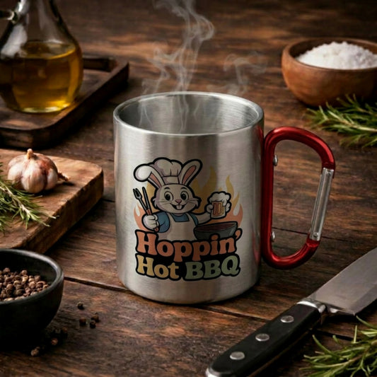 BBQ Bunny Squad Edelstahl-Tasse mit Karabiner – Outdoor Grill-Becher | Meatware®