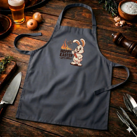 Hoppy Easter Let’s Grill Grillschürze – Lustiges Oster-Design | Schwarze BBQ Latzschürze