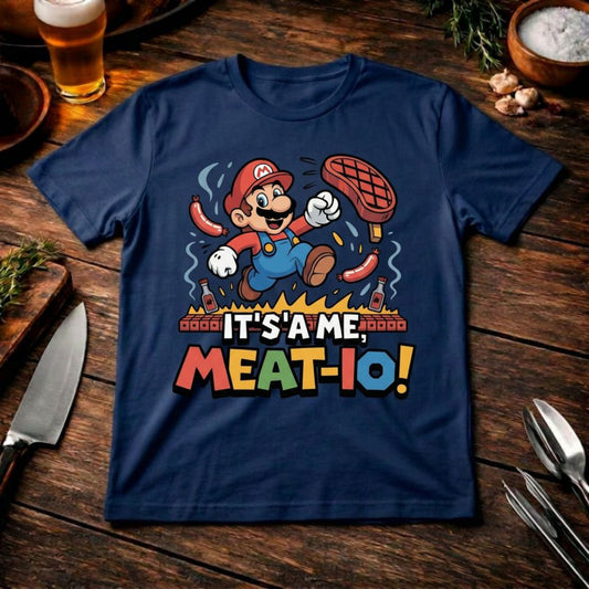 Meat-io Fleisch-Klempner T-Shirt – Retro Gamer BBQ Mashup | Meatware®