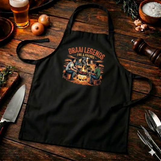 Braai Legends Fire & Friends – Premium Grillschürze (Lustige Südafrika Grill & BBQ Kochschürze)