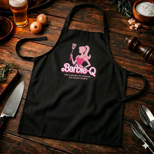 Barbie-Q Grillschürze – Pink Brisket Print | Profi-Latzschürze