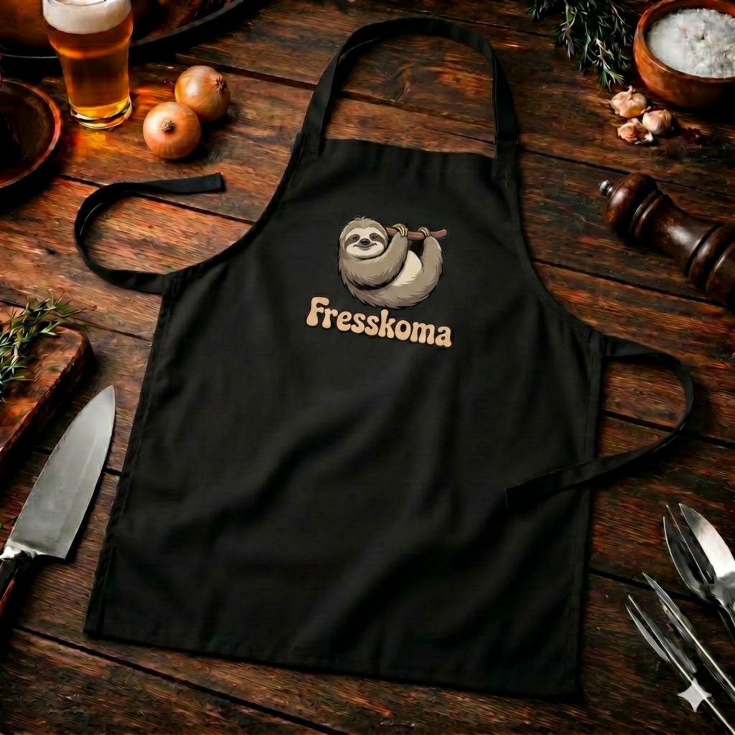 Fresskoma Grillschürze – Lustiges Faultier Design | Heavy Cotton BBQ