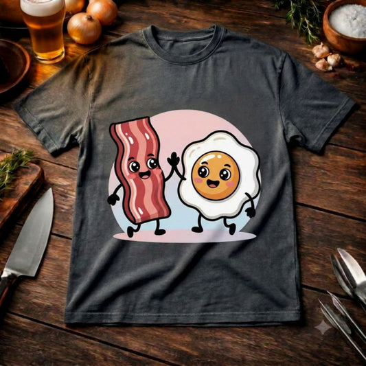 Bacon & Egg Friends – Lässiges Oversized T-Shirt (BBQ & Frühstück Crew Style)