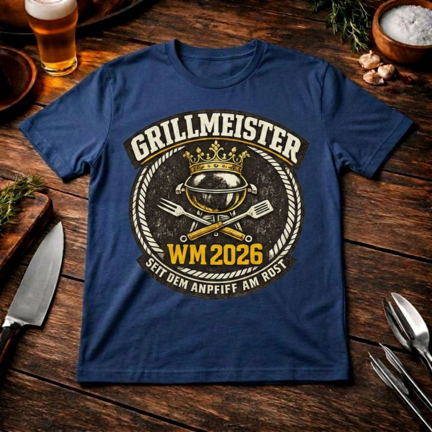 Grillmeister WM 2026 – Premium T-Shirt (Lustiges Fußball & Grillen Fanshirt)