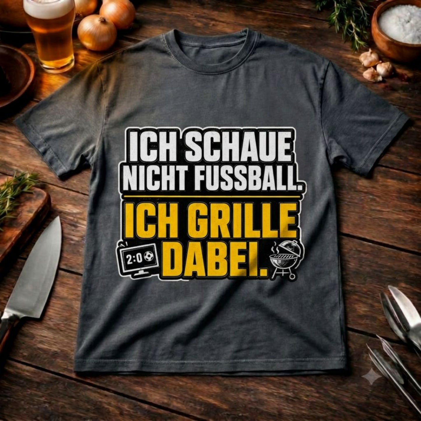 Ich schaue nicht Fußball. Ich grille dabei. – Lässiges Oversized T-Shirt (Grillmeister & Fan Outfit)