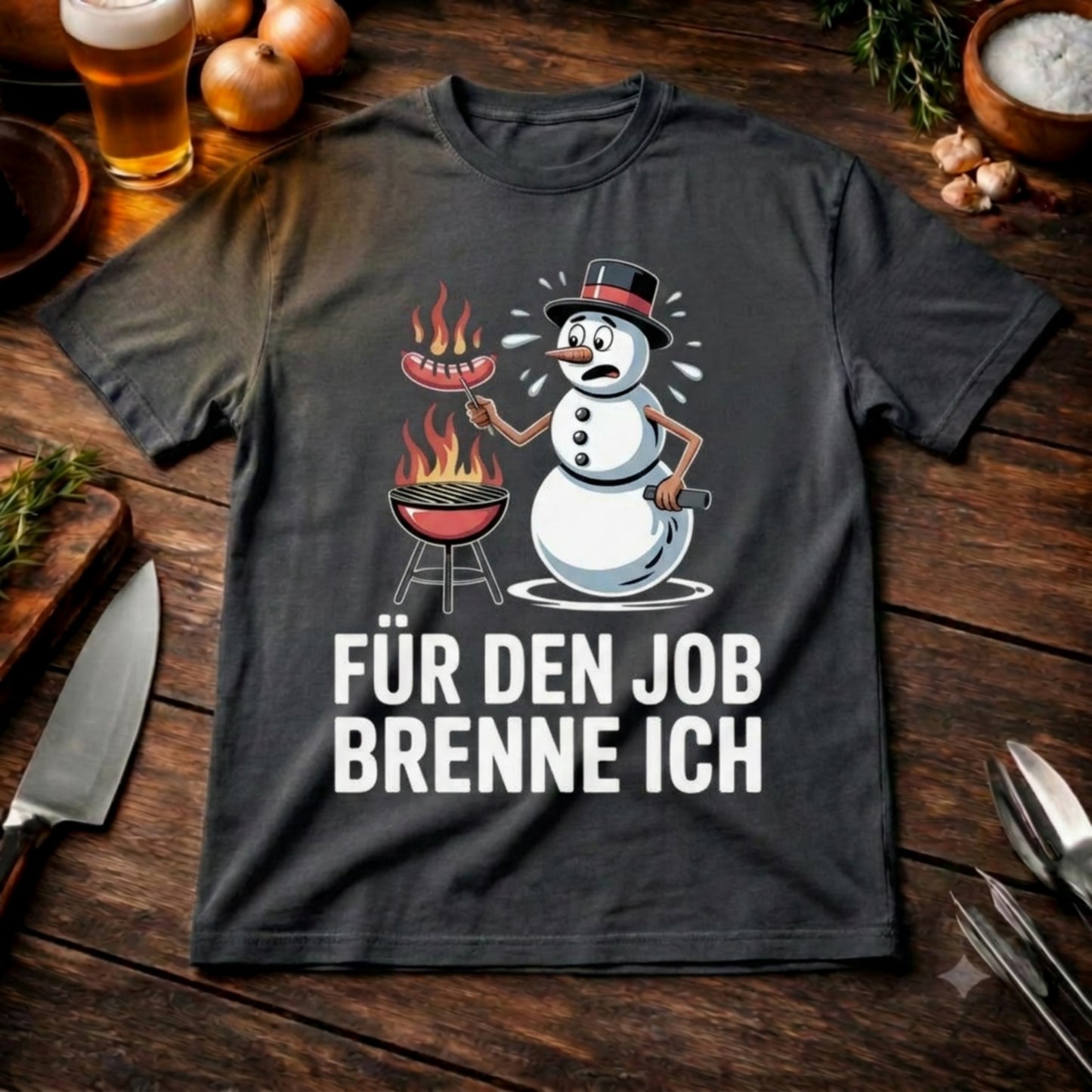 Für den Job brenne ich – Lässiges Oversized T-Shirt (Lustiges Wintergrillen Fanshirt)