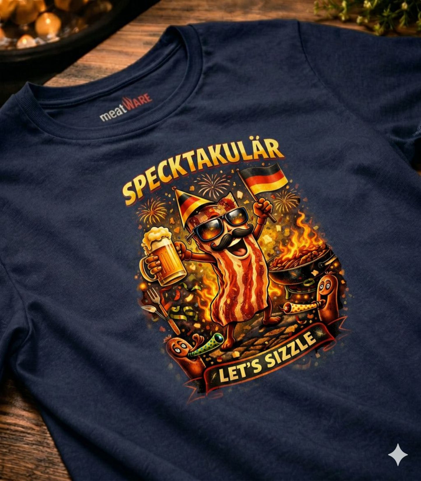 Premium Grill T-Shirt – Specktakulär Let's Sizzle Bacon | Meatware®