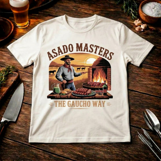 Asado Masters The Gaucho Way – Premium T-Shirt (Argentinisches Grillen & Open Fire Shirt)