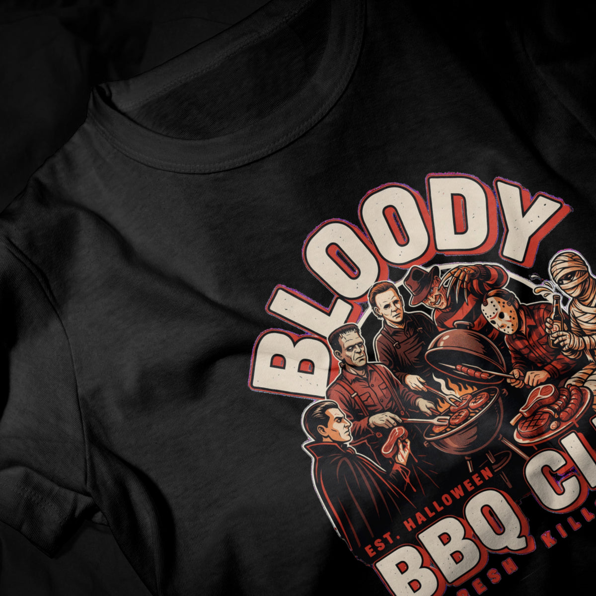 Bloody BBQ Club - Premium T-Shirt | Lustiges Horror Monster Grillen T-Shirt