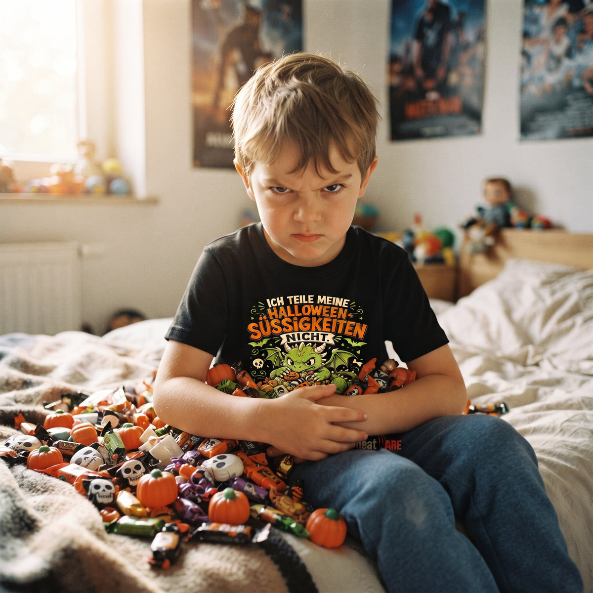 Ich horte meine Süßigkeiten wie ein Drache | Lustiges Trick or Treat Kinder T-Shirt