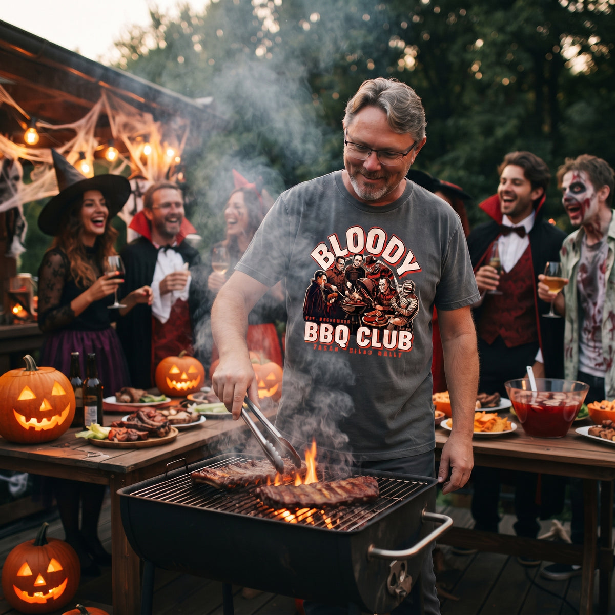Bloody BBQ Club – Oversized Shirt | Lustiges Horror Monster Grillen T-Shirt