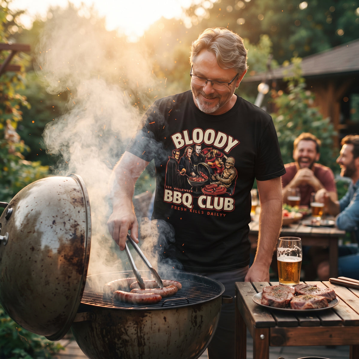 Bloody BBQ Club - Premium T-Shirt | Lustiges Horror Monster Grillen T-Shirt