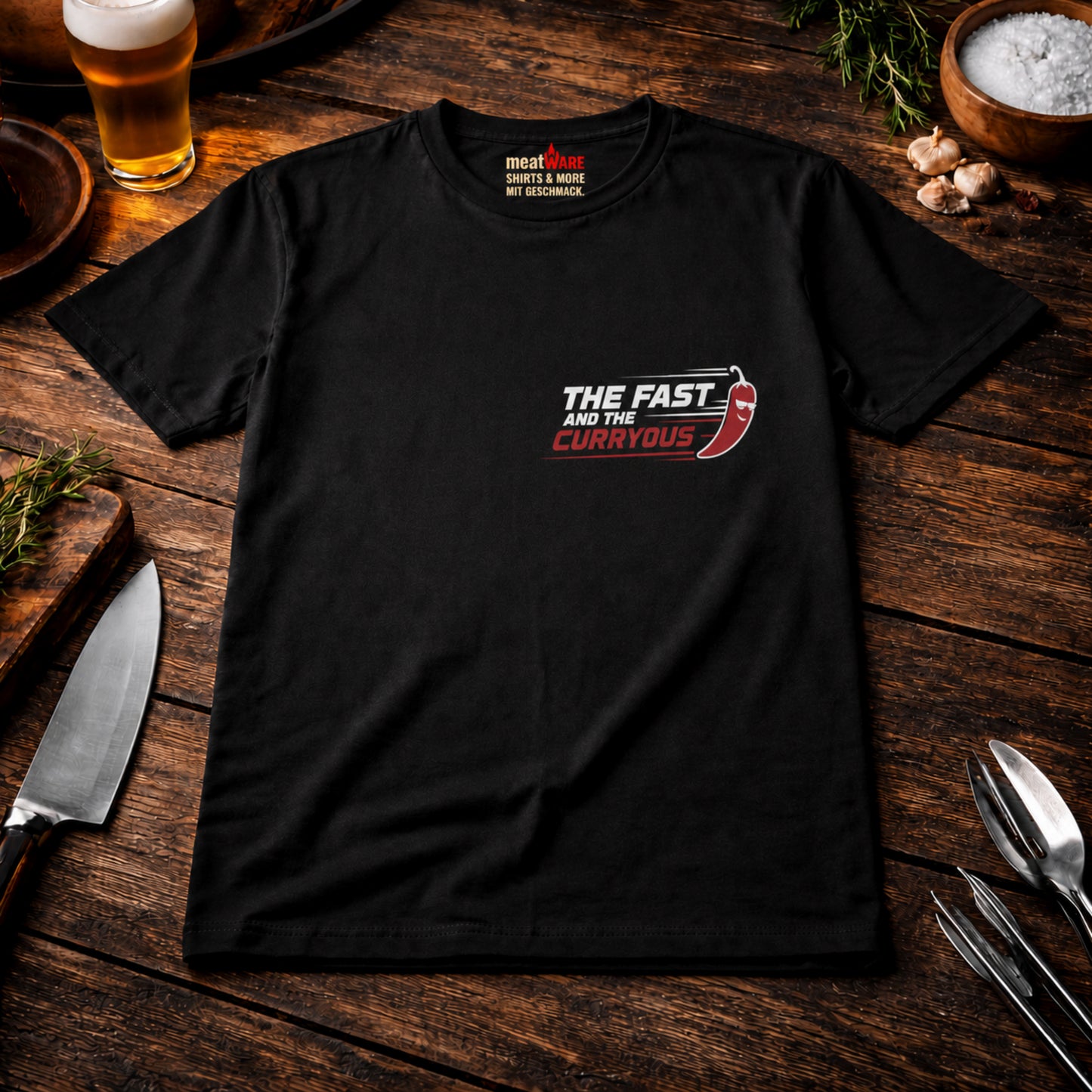 The Fast and the Curryous Streetware Premium T-Shirt Brust-und Rückendruck