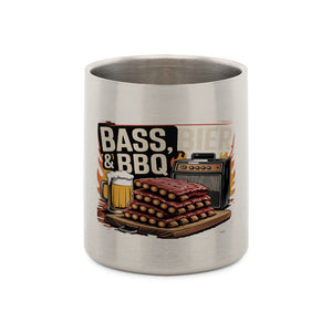 Bass, Bier & BBQ traditionell - Edelstahl - Tasse mit Karabiner | Mug | Meatware