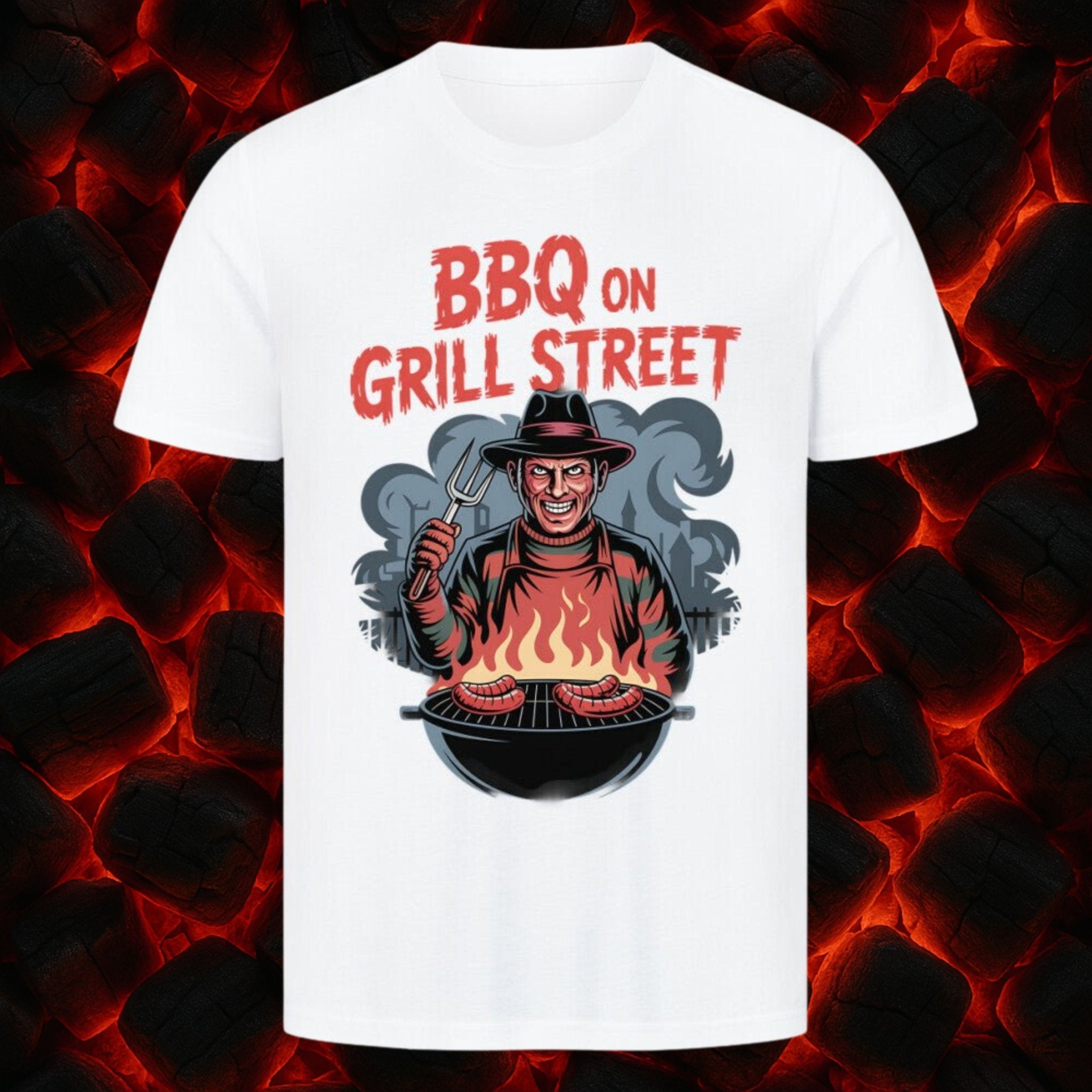 BBQ on Grill Street - HigherBlanks Premium T-Shirt | T-Shirt | Meatware