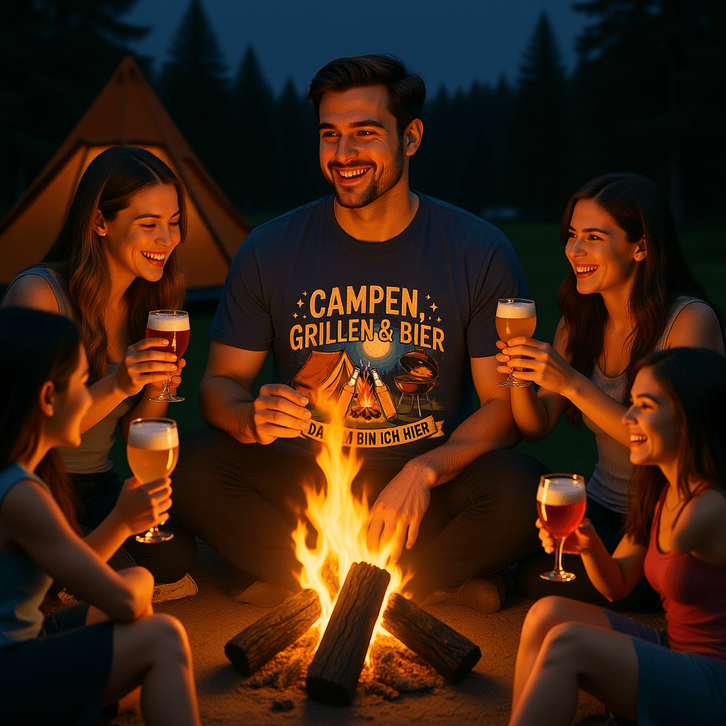Campen, Grillen & Bier - Bierversion - HigherBlanks Premium T-Shirt | T-Shirt | Meatware