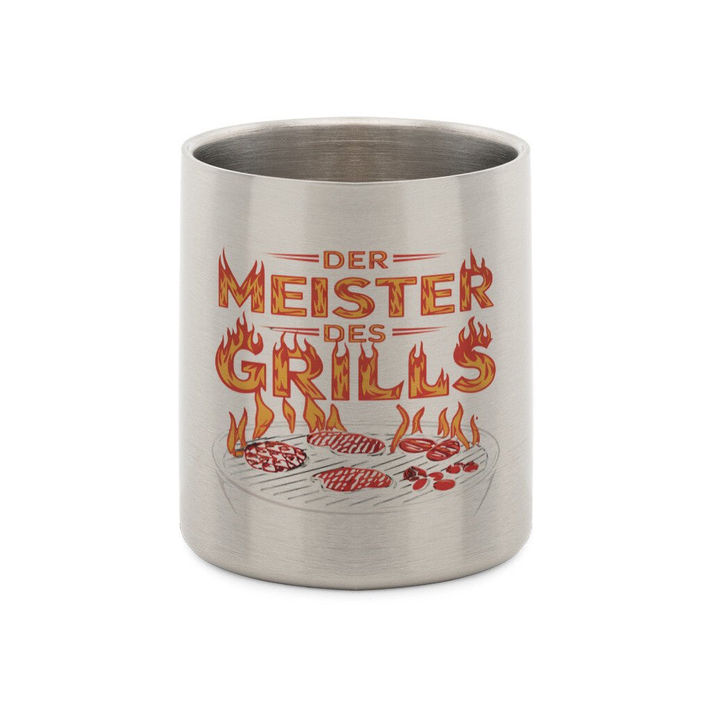 Der Meister des Grills - Edelstahl - Tasse mit Karabiner | Mug | Meatware