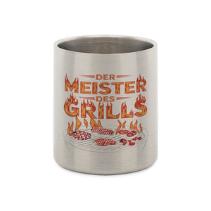 Der Meister des Grills - Edelstahl - Tasse mit Karabiner | Mug | Meatware