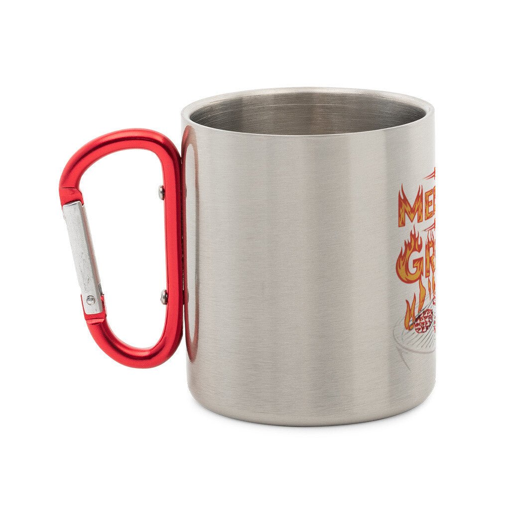 Der Meister des Grills - Edelstahl - Tasse mit Karabiner | Mug | Meatware